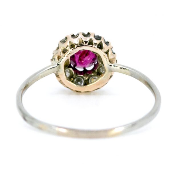 Antique Edwardian Ruby and Old Mine Cut Diamond Ring