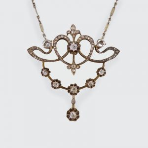 Antique Victorian 1.15ct Diamond Pendant Necklace