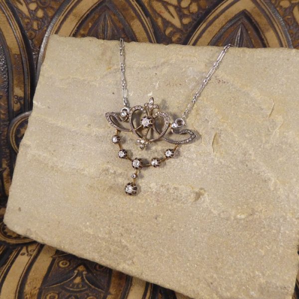 Antique Victorian 1.15ct Diamond Pendant Necklace