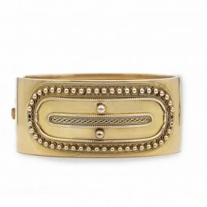 Antique Victorian Etruscan Revival Gold Bangle Bracelet