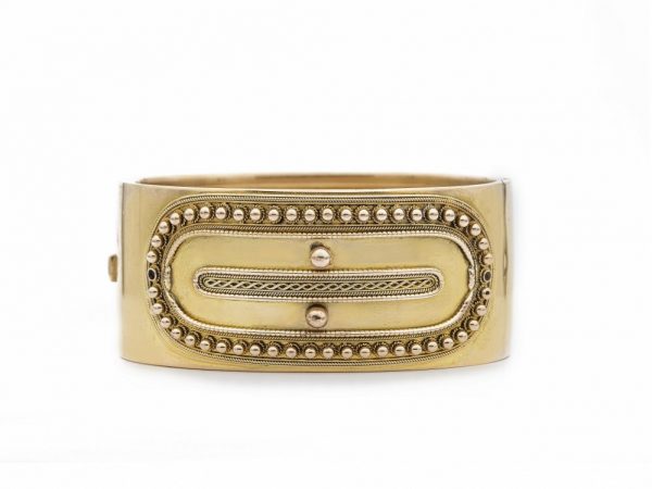 Antique Victorian Etruscan Revival Gold Bangle Bracelet