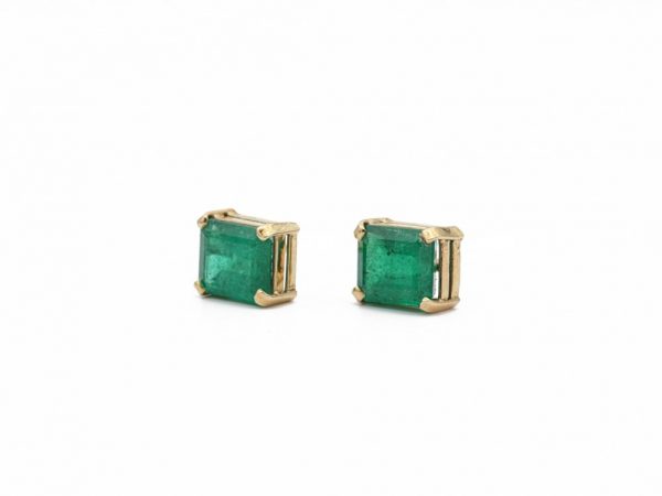 Colombian Emerald 18ct Gold Stud Earrings
