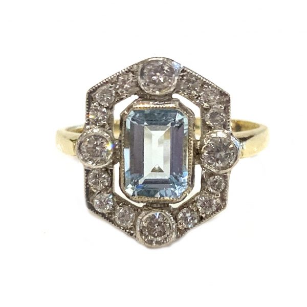 Art Deco aquamarine ring