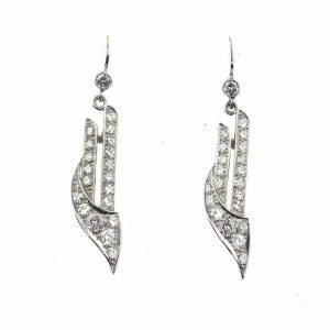 Art Deco diamond earrings drop antique platinum 1920 1930