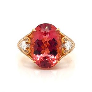 Imperial Topaz and Pear Cut Diamond Ring