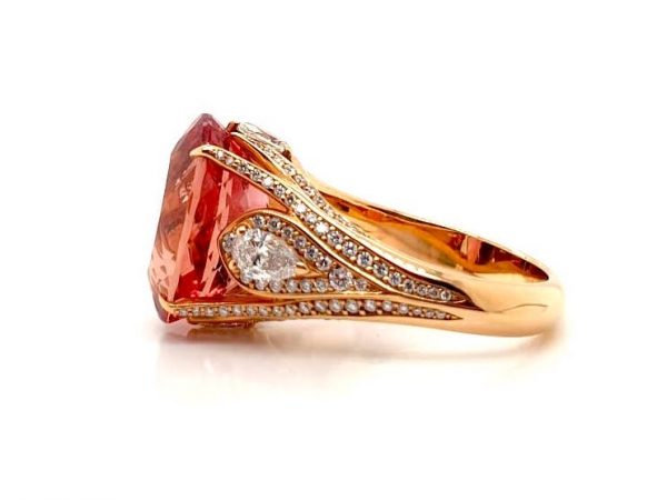 Imperial Topaz and Pear Cut Diamond Ring