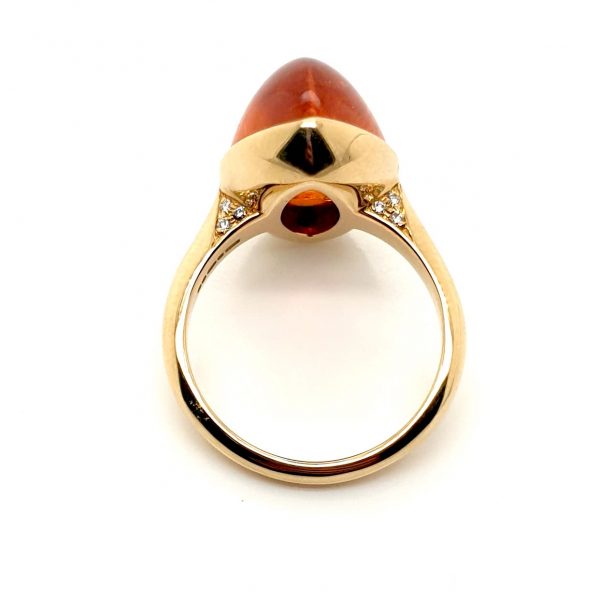 Modern 19.34ct Mandarin Garnet and Diamond Set Ring