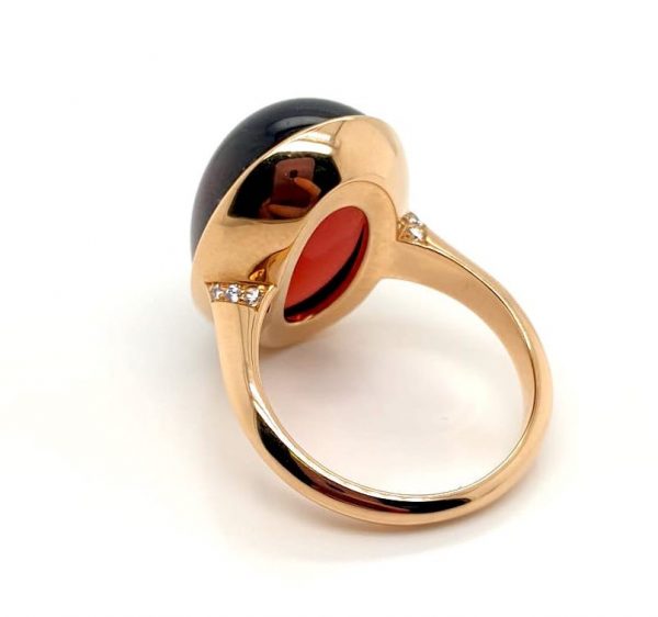 Modern 19.57ct Garnet and Diamond 18ct Rose Gold Ring