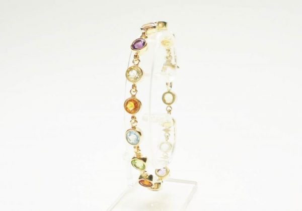 Modern Gemstone Set Gold Bracelet