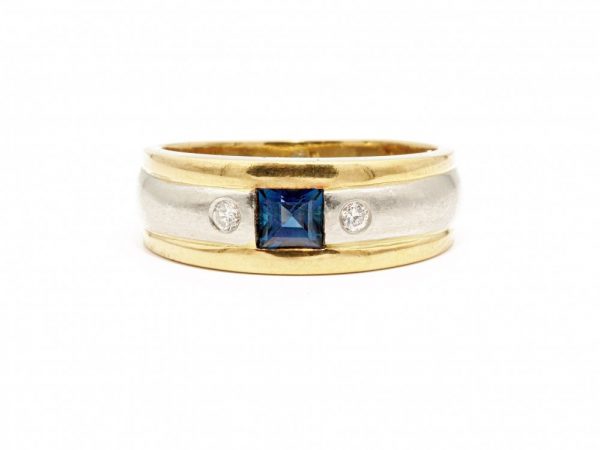 Sapphire and Diamond Set Platinum 18ct Gold Band Ring