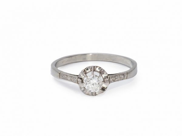 Vintage 0.25ct Diamond Solitaire White Gold Ring