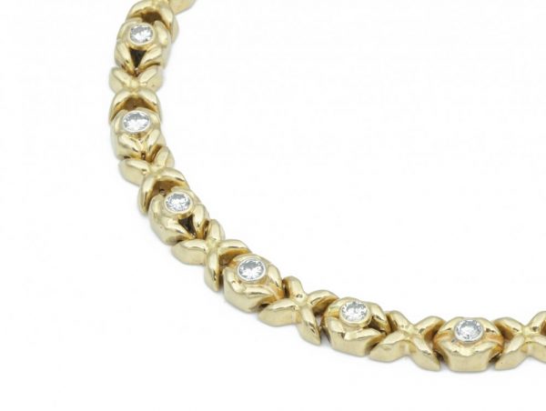 Vintage 0.90ct Diamond Fancy Gold Bracelet