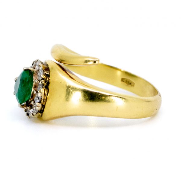 Vintage 1ct Emerald and Diamond Snake Ring