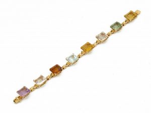 Vintage Gemstone Set 14ct Rose Gold Bracelet