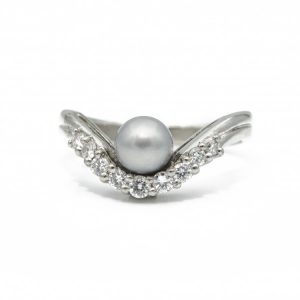 Vintage Grey Pearl and Diamond Dress Ring