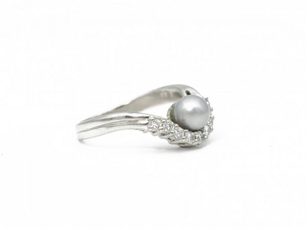 Vintage Grey Pearl and Diamond Dress Ring