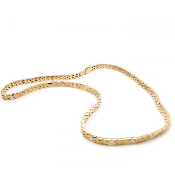 Bi Colour 18ct Yellow and White Gold Curb Link Necklace