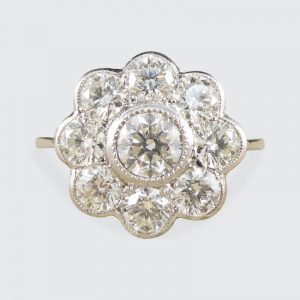 1.60ct Diamond Daisy Cluster Platinum Ring