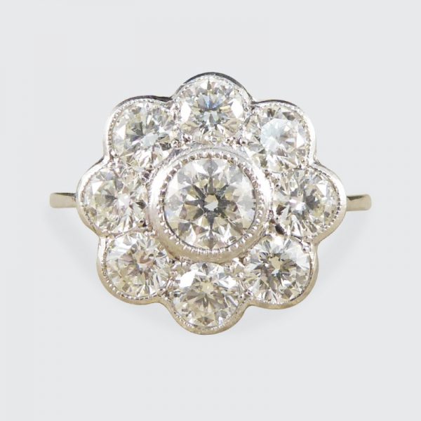 1.60ct Diamond Daisy Cluster Platinum Ring
