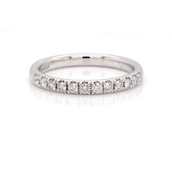 Diamond Half Eternity Ring in Platinum; classic half eternity band set with 0.33 carats round brilliant-cut diamonds and mounted in platinum