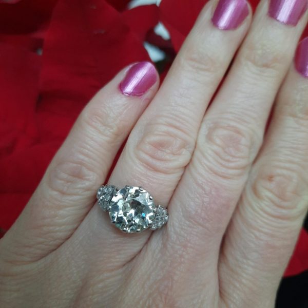 Vintage 4ct Old Cut Diamond Engagement Ring