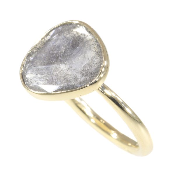 Artist Ring with Large Salt and Pepper Diamond
