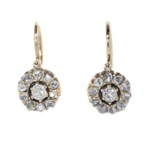 Antique Victorian Old Brilliant Cut Diamond Earrings