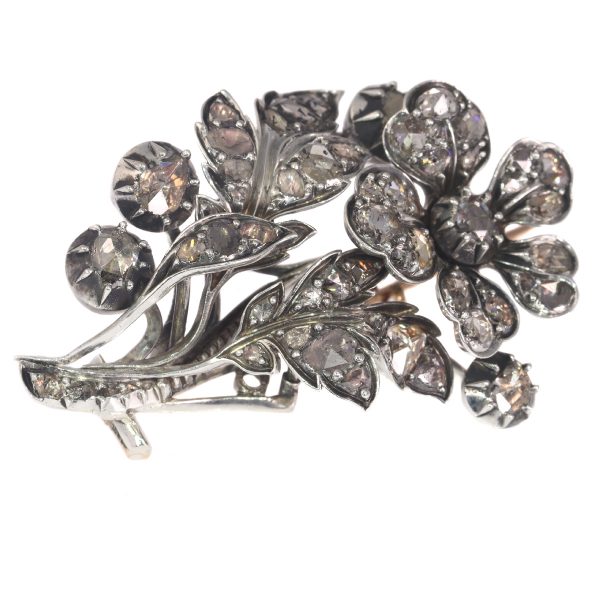 Antique Victorian Diamond Flower Branch Brooch