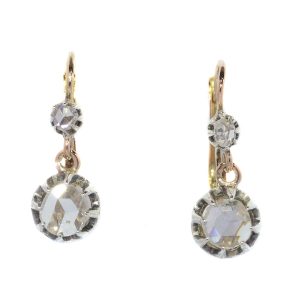 antique Victorian rose cut diamond drop earrings