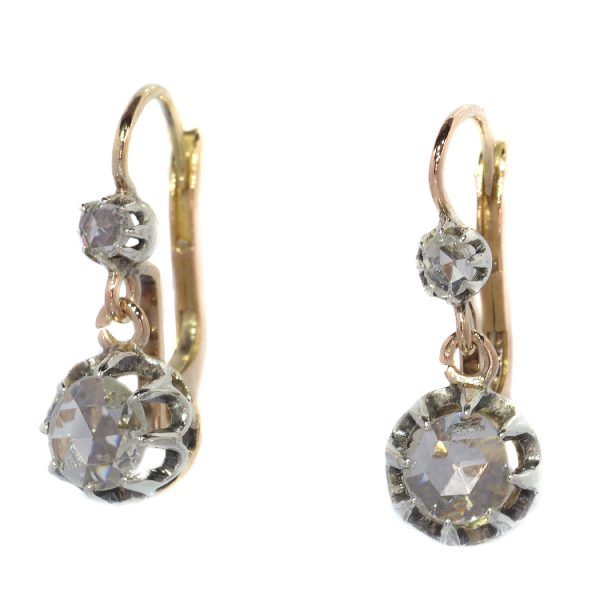 antique Victorian rose cut diamond drop earrings