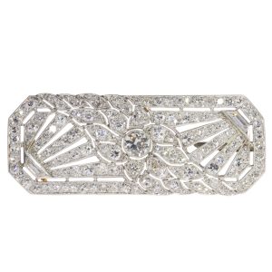 antique Art Deco French platinum diamond brooch