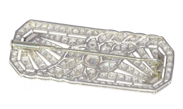 antique Art Deco French platinum diamond brooch