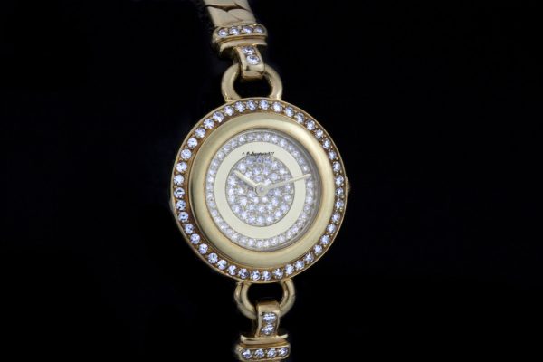 Vintage Chopard Ladies 18ct Yellow Gold Manual Watch with Diamonds; solid 18ct yellow gold wristwatch with diamond set dial and bezel, 1.35 carats, Circa 1980s