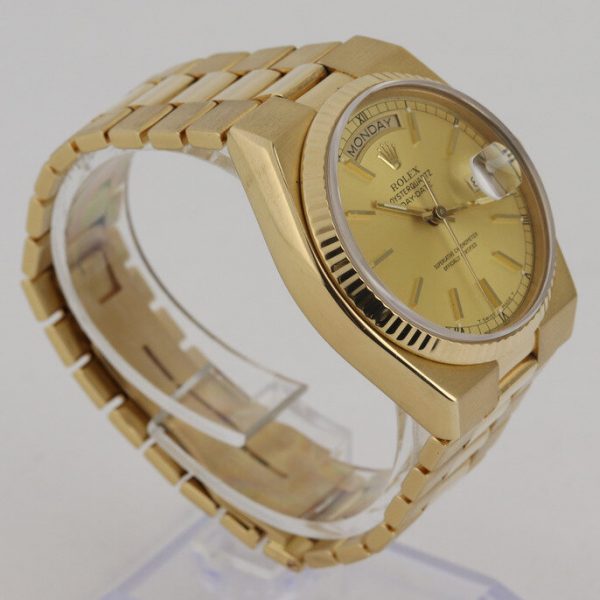 Vintage Rolex Day Date 18ct Yellow Gold 36mm Oyster Quartz 19018 Bracelet Watch, with Rolex box, Circa 1979