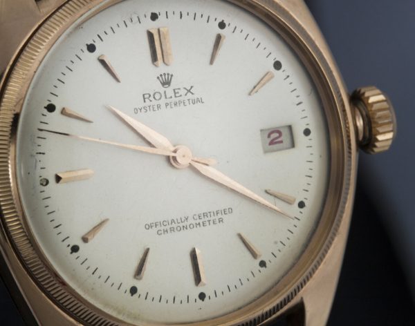 Rolex Oyster Perpetual 4467 18ct Rose Gold Bubble Back Automatic Chronometer, with box and papers, Circa 1947
