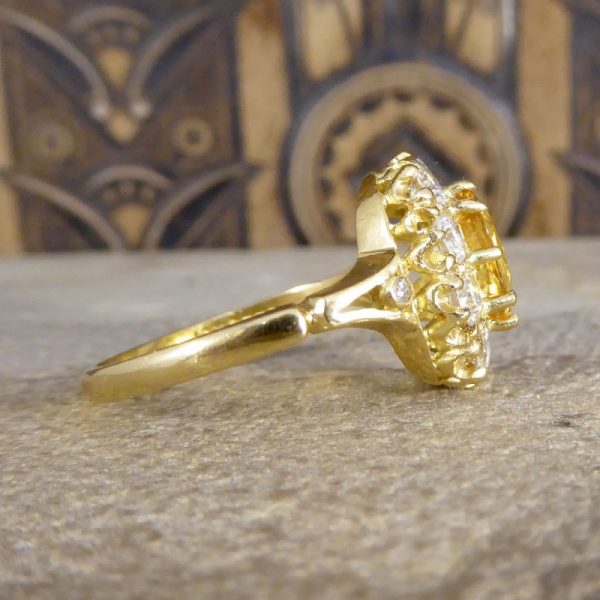 Antique Style 2.50ct Yellow Sapphire and Diamond Cluster Ring