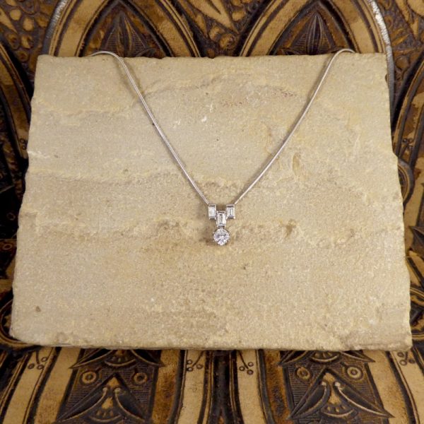 Art Deco Style 1ct Diamond Drop Pendant Necklace