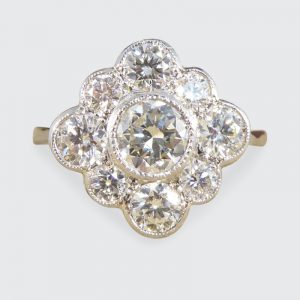 Contemporary 1.52ct Diamond Kite Cluster Ring