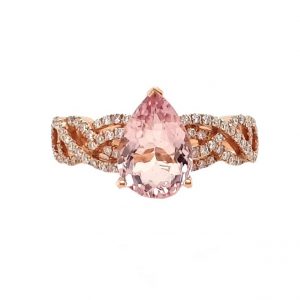 Pear Cut Morganite and Diamond Cluster Dress Ring in 18ct Rose Gold