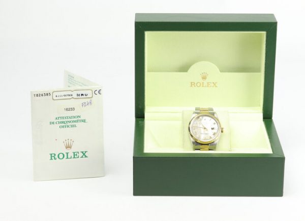 Rolex Datejust 16233 Steel and Gold 36mm Automatic Watch with Original Mother of Pearl Dial, with Rolex box and papers