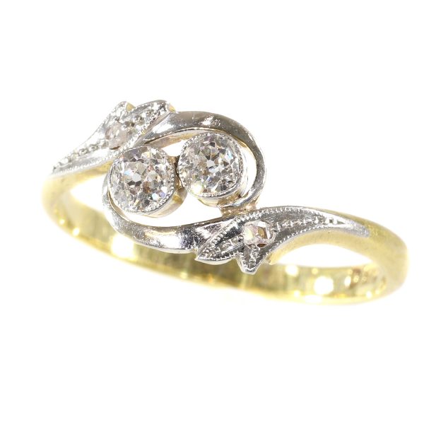 Antique Edwardian Diamond Cross Over Engagement Ring