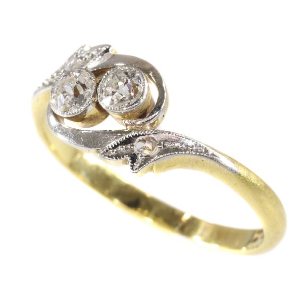 Antique Edwardian Diamond Cross Over Engagement Ring
