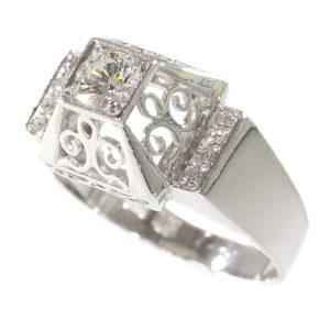 Unusual Vintage Fifties Platinum Diamond Engagement Ring