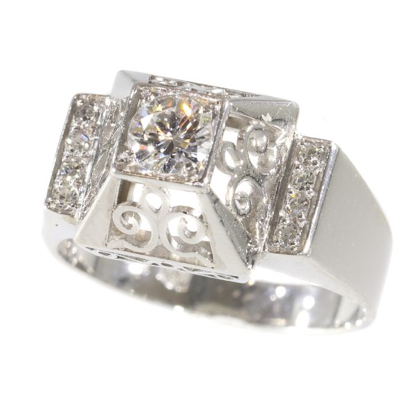 Unusual Vintage Fifties Platinum Diamond Engagement Ring