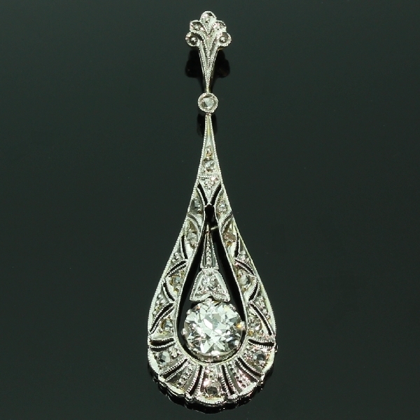 Antique Edwardian Old European Cut Diamond Drop Pendant - Jewellery ...