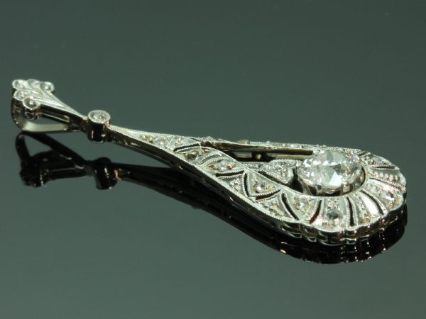 Antique Edwardian Old European Cut Diamond Drop Pendant