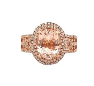 2.54ct Oval Morganite and Diamond Cluster Dress Ring in 18ct Rose Gold