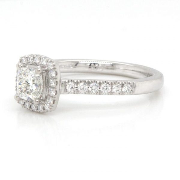 0.53ct Cushion Cut Diamond Cluster Ring in Platinum, with GIA certificate