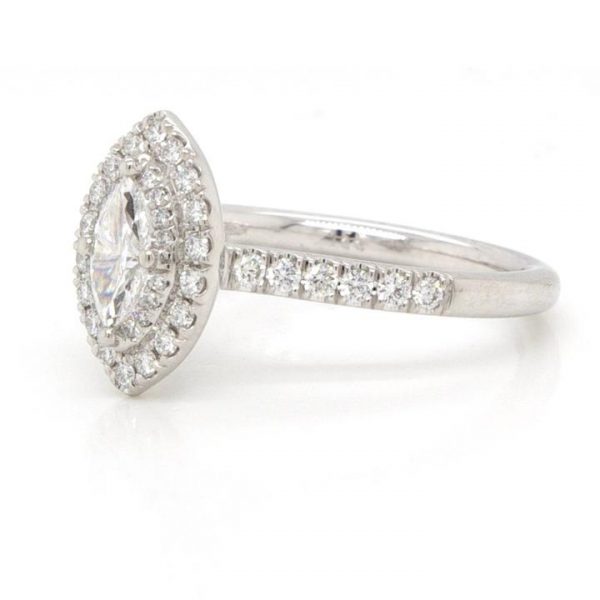 0.32ct Marquise Cut Diamond Cluster Ring in Platinum, Certified
