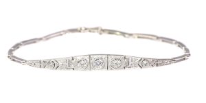 Antique Art Deco 18ct White Gold Diamond Bracelet